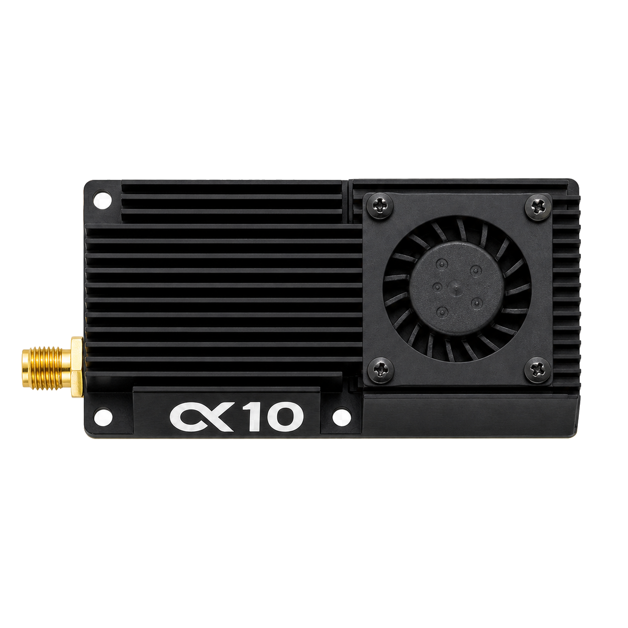 正顶视横向摆放的 AKK Alpha 10 5.8GHz 10W 图传